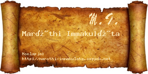 Maróthi Immakuláta névjegykártya